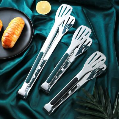 China BBQ Serving Tools Viable High Quality Kitchen Assistant 304 Stainless Steel Food Tongs Grill Steak Bread BBQ Tongs Glaze Clip for sale