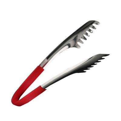 China Viable Silicone Handle Arranging Noodle Tools Easy Clen BBQ Meat Tongs Stainless Steel Food Tongs Grill Steak Bread Tongs for sale