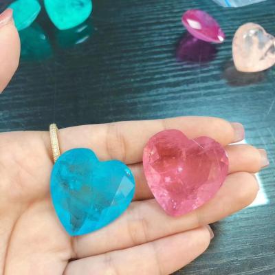 China High Quality Paraiba Color Melting Stone Heart-shape Game or Color Fire For Semi-precious Stone Jewelry Set for sale