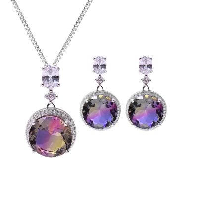 China Office/quarry 925 silver pendant 2019 new designer chinese design crystal jewelry with synthetic fusion stone earring for women for sale