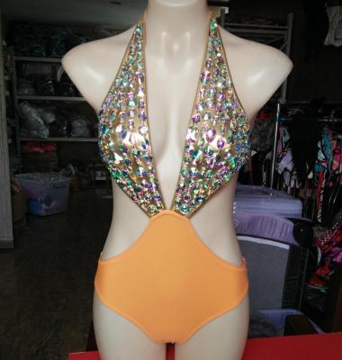 China Hot Selling Breathable One Pieces Bikini Suit Crystals Competition Rhinestone Bikini Swimwear Set for sale