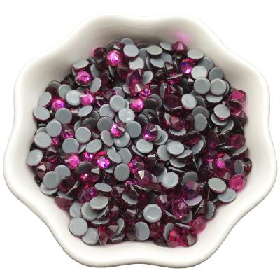 China Wholesale Flatback Fuchsia Glass Hot Fix Flat Back Rhinestone For Baby Rhinestone Transfer for sale