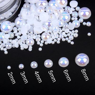 China Wholesale Imitation Pearl ABS Craft Bead ab Color Plastic Flat Back Half Around Beads For Craft for sale