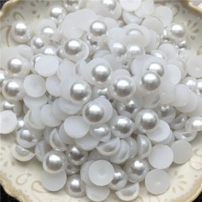 China Wholesale Imitation Pearl ABS Flat Back Loose Pearl 5mm Round Nail Art Loose Pearls White Half for sale