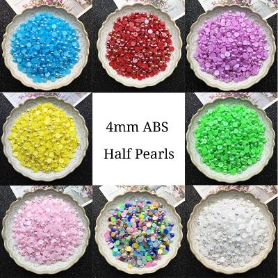 China Imitation Pearl 4mm ABS Colors AB Flat Back Plastic Half Round Pearl Wholesale for sale