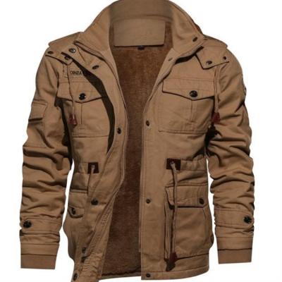 China Winter Susclude Men's Plus Size Jacket Cotton Hooded Coat Casual Military Fleece Outerwear With Multi Pockets for sale