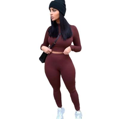 China New Antibacterial Women's Long Tight Sleeve Crop Tops Sports Equipment Fitness Jogger Set for sale