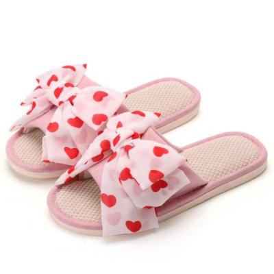 China New Ladies Slippers Durable Home Indoor Breathable Cloth Slippers Large Bow Slippers For Women for sale