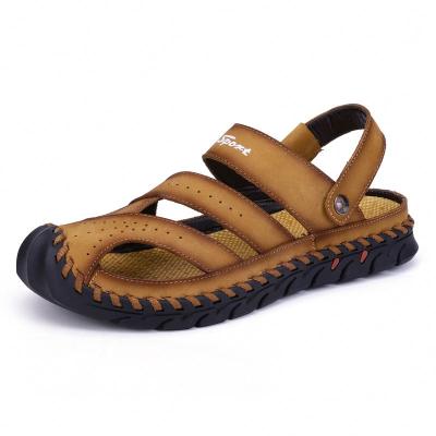 China High Quality Anti-slippery Summer Vacation Slip Resistant Full Grain Leather Men Beach Sandals for sale