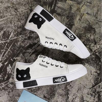 China HOT SALE Fashion Trend Women Fashion Sneakers Flat Round Toe Heel Canvas Summer Black/White/Pink for sale