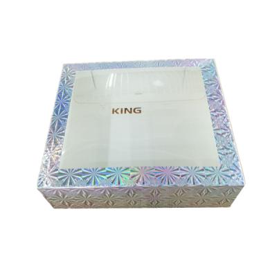 China Recycled Materials Super Quality Folding Holographic Paper Box With Clear Plastic Window Toys Packaging Box for sale