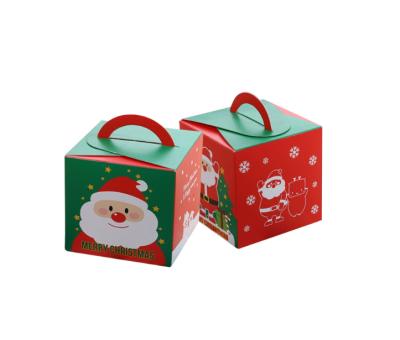 China Factory Recyclable Birthday Cupcake And Candy Take Away Paper Box Cake Box Packaging With Handle For Christmas for sale