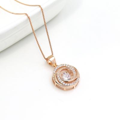 China 2022 CLASSIQUE New Arrival 925 Silver Swinging Spiral Shape Simple Crystal Pendant Necklace For Women for sale