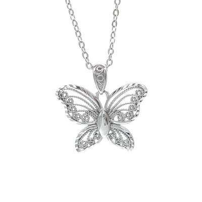 China CLASSIC Big Butterfly 925 Sterling Silver Gold Plated Jewelry Custom Zircon Women Chain Necklace for sale