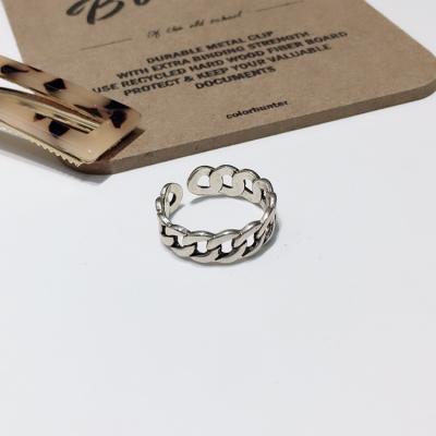 China Vintage Cuba Opening Ring Thai Silver Retro Rings For Women 100% Thai Silver Chain Jewelry for sale