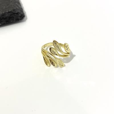 China FASHIONABLE S925 Sterling Silver Gold Plated Hip Rings Irregular Leaf Ring Retro Adjustable Rings for Women for sale