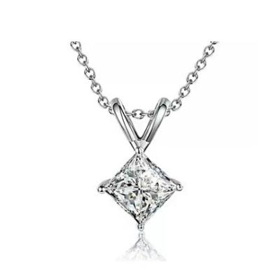 China Character 6mm CLASSIC Silver moissanite 925 1.2 Princess Pendant female diamond necklace for women for sale