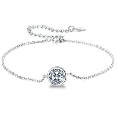 China Customized Shop 925 Silver TRENDY 0.5-1ct D Rhodium Plated Color Moissanite Bracelet For Female for sale