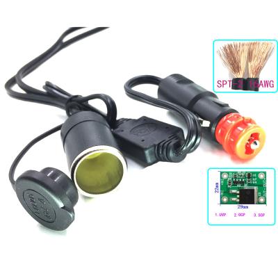 China Car Battery Power Cord Redhead Cigarette Lighter Inlet Plug To Output Plug Charger Extension Cord JKM-CZ-084 for sale