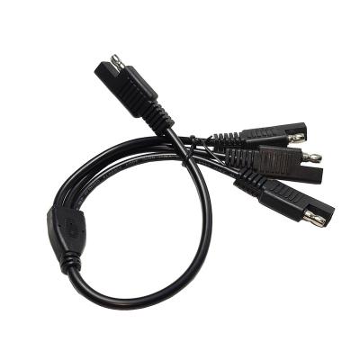 China JKM Automotive SAE Extension Cable Splitter 1 to 3 A.W.G. DC 2 Pin Power Connector Plug SAE Battery 18 Y-Type 0.36m for sale