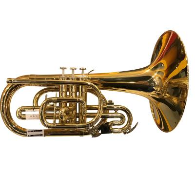 China Gold Lacquer OEM Logo F Key Walking Mellophone for sale