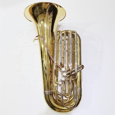 China Professional Gold Lacquer Brass Instrument 4 Valves Top Action Bb Tuba for sale