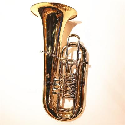 China Gold Lacquer 4x4 F Tuba 4 Rotary Valves Head Tuba Bb for sale