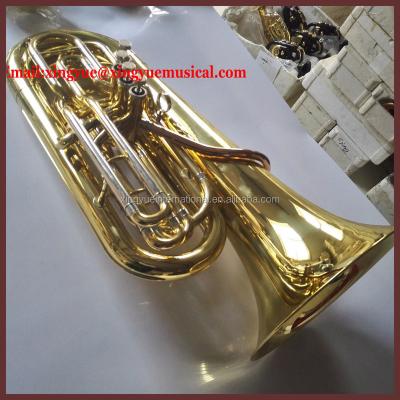 China Gold Lacquer Tuba 4 Piston Valve Top Musical Instruments for sale