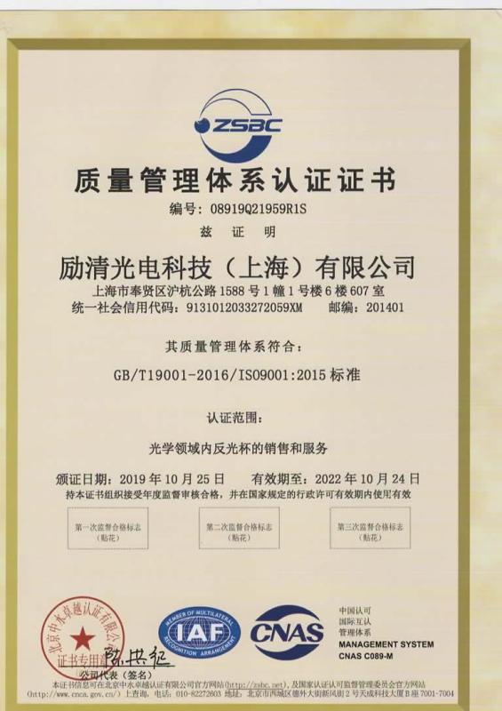 ISO9001 - Li Qing Optoelectronic Technology Co., Ltd.