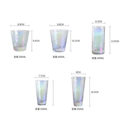 China Minimalist Hot Sale Ginh Mug 300ml 350ml 400ml 450ml Hammer Pattern Transparent Colored Glass Tumbler for sale