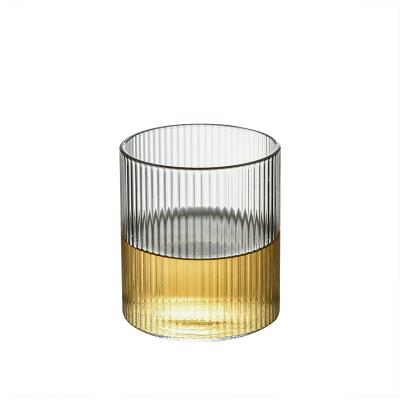 China Japanese Style Cup Vertical Stripes Water Whiskey Glass Breakfast Viable Ribbed Heat Resistant Glass Mug for sale