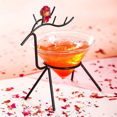 China New Fancy Classic/Postmodern 160ml Metal Deer Frame Shaped Support Cocktail Juice Beverage Glasses for sale