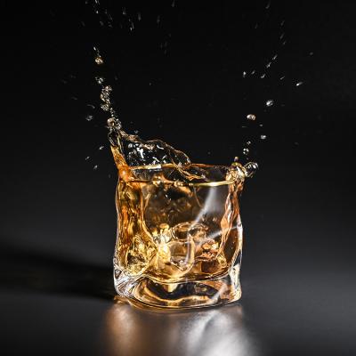 China New Design Factory Wholesale 250ml Viable Irregular Twisted Glass Cup Crystal Whiskey Glass Classic Shot for sale