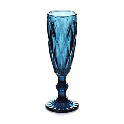 China CLASSIC Chinese Made Restaurant Use Wholesale Handmade Vintage Embossed Glass Wine Colored Goblet for sale