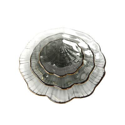 China Sustainable Glass Scallop Edges Scalloped Charger Dish Plate Plates Saucer for sale