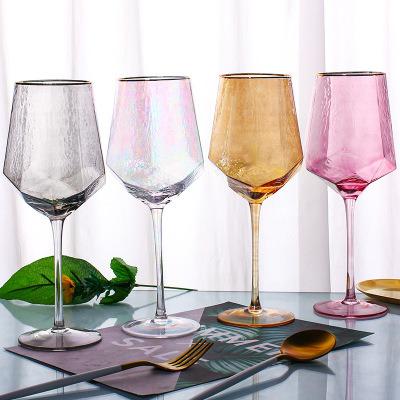 China Viable Nordic Style Gray/Rainbow Smoke Glass Mug Red Wine Champagne Glass Tumbler Clear Purple Amber Water Tumbler for sale