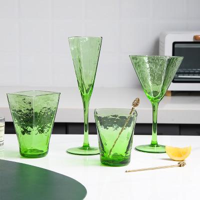 China Li Qing Factory Wholesale Classic Green Household Wine Glass Flute Champagne Goblet Nordic Single Tumbler Viable for sale