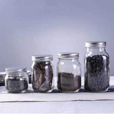 China Viable Li Qing Shanghai Regular Mouth Mason Jars With Silver Metal Lids Pitted Crystal Glass Canning Storage Jars for sale