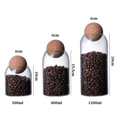 China Sustainable High Storage Food Borosilicate Glass Bottle Airtight Jars Jar With Cork for sale