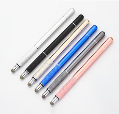 China Custom Touch Pen Stylus Metal Fiber Tip Disc Tip Logo Touch Pen High Precision 2 in 1 Stylus Pen for Mobile Phone for sale