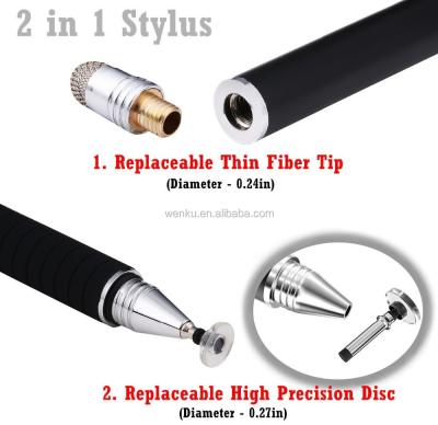 China Mobile phone funny 2 in 1 precision series disc stylus pen, fiber and fine point stylus pen for sale