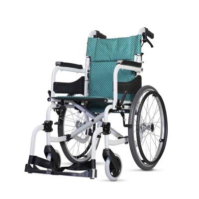 China 100kgs Aluminum Portable Wheelchair Attaches Safety Belt And Swing Away Footrest for sale