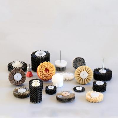 China Cleanging Hard Boar Hair Wheel Brush Rotary Nylon Deburring Polishing Roller Brush for sale