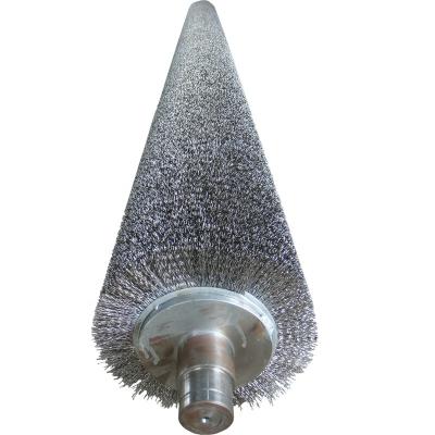 China Customized Industrial Polishing Spiral Steel Wire Roller Cleaning Brush With Shaft for sale