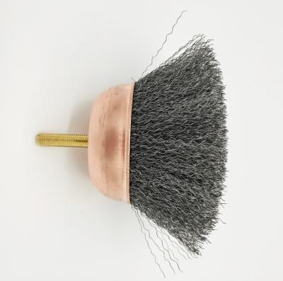 China Cleaning+Polishing Carbon Steel Crimped Wire Cup Brush With Shaft for sale