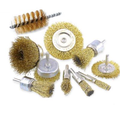 China Cleaning+Polishing Carbon Steel Crimped Wire Cup Brush With Shaft for sale