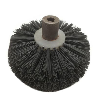 China Industrial Cleaning Customized Round Shape Black Nylon Bristles Brush Wheel For Cleaning for sale