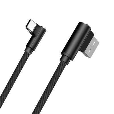 China MP3/MP4 Player 1M Cotton Braided 90 Degree Right Angle Fast Charging Micro USB Charging Cable For Android for sale