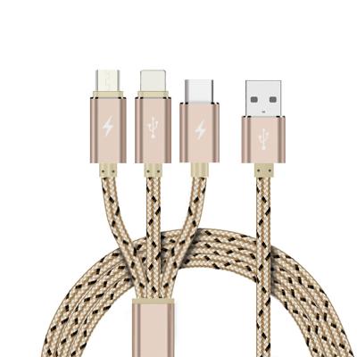 China Etc.electronic Mobile Phone Product Nylon Braided 3 In 1 Data Multi-C Sync Micro Usb Fast Charging Usb Cable Suitable For Mobile Phones for sale