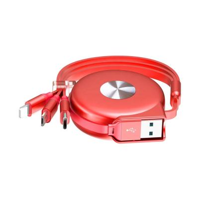 China OEM ODM 2.4A Fast Charging 3 Multi In 1 Usb Cable 3A Retractable Fast Charging Phone Data Cable for sale